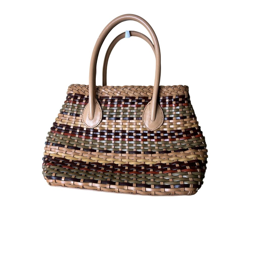 Vintage Fossil Bag Woven Leather Multi Earth Tones Y2K‎ - Picture 2 of 8